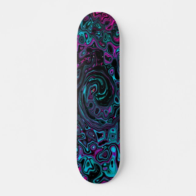 Skateboard Aqua Magenta et Abstrait noir (Devant)