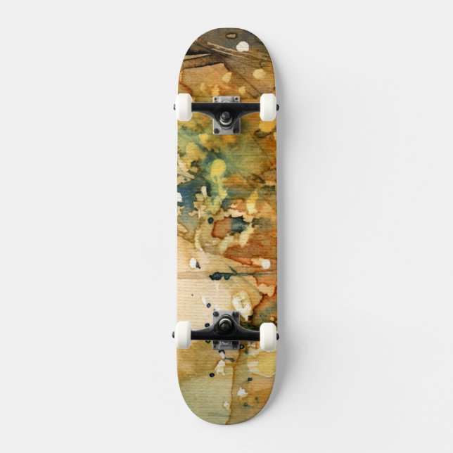 Skateboard Aquarelle abstraite et vieil arrière - plan (Recto)