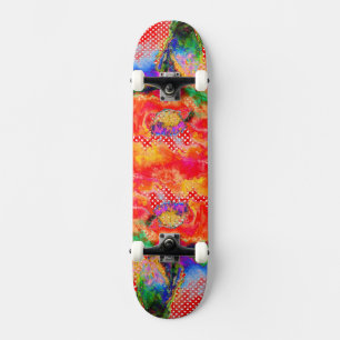 Skateboard Aquarelle Abstraite rouge