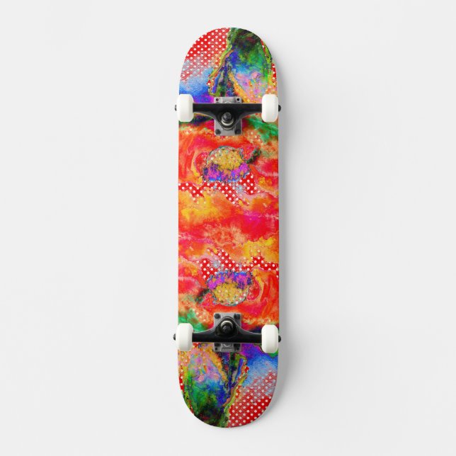 Skateboard Aquarelle Abstraite rouge (Recto)