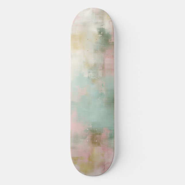 Skateboard Aquarelle Abstraite Teintée de Rose Pâle (Recto)