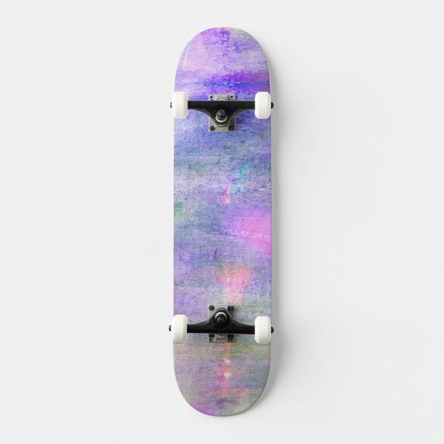 Skateboard aquarelle bleue et rose sans couture de jaune (Recto)