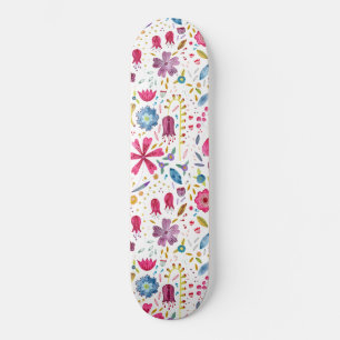 Skateboard Aquarelle Botanique Fleur sauvage Peinture de haie
