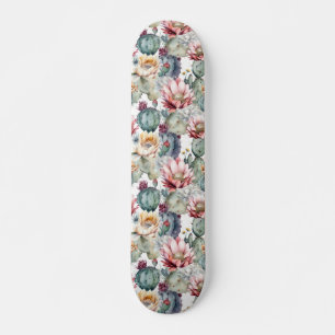 Skateboard Aquarelle Cactus en fleurs Succulents