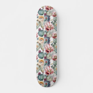 Skateboard Aquarelle Cactus en fleurs Succulents