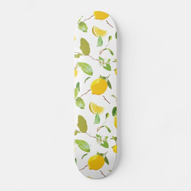 Skateboard Aquarelle Citron & Feuilles 2 (Recto)
