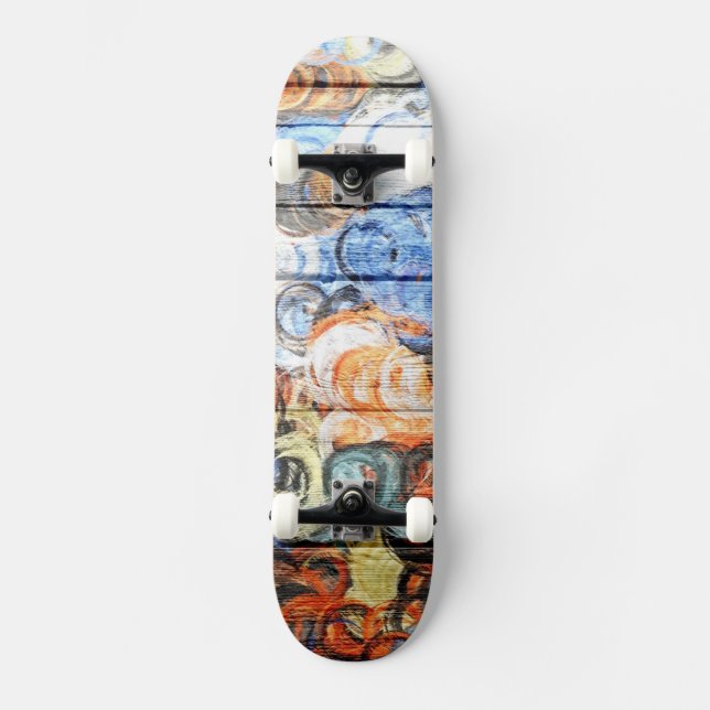 Skateboard Aquarelle colorée Bois Abstrait (Recto)