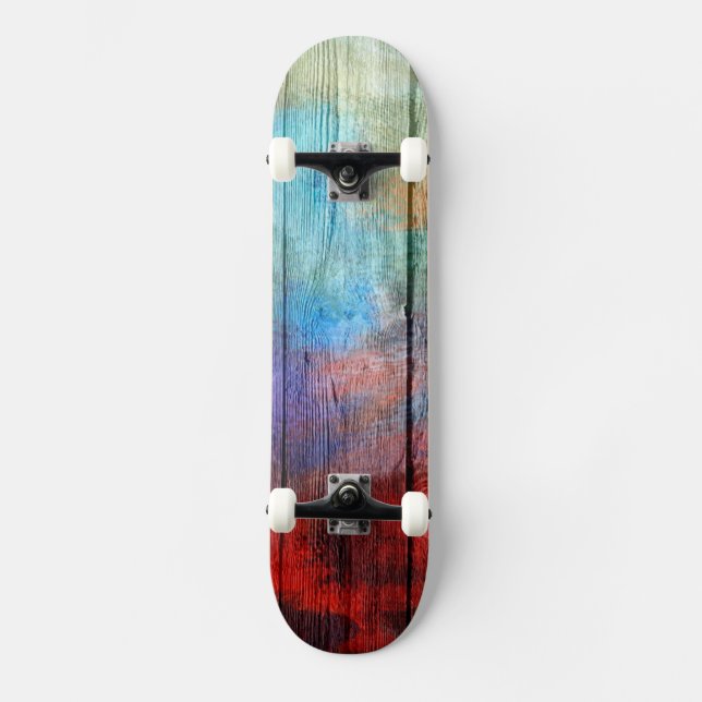Skateboard Aquarelle colorée Bois Abstrait #2 (Recto)