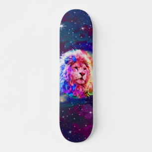 Skateboard Aquarelle colorée Espace Lion