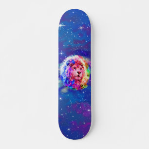 Skateboard Aquarelle colorée Espace Lion