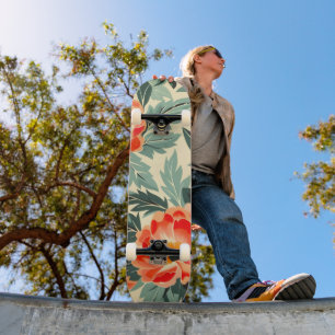 Skateboard Aquarelle crémeuse en fleur de poire Vintage