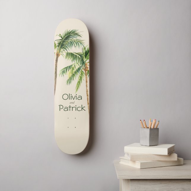 Skateboard Aquarelle de palmier Jungle tropicale (Art mural)