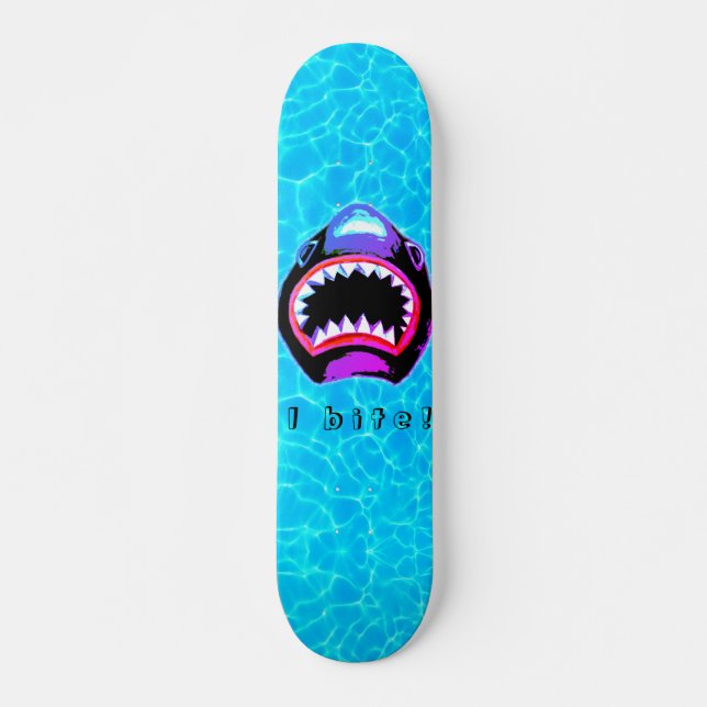 Skateboard Aquarelle de requin rose violet illustration (Devant)