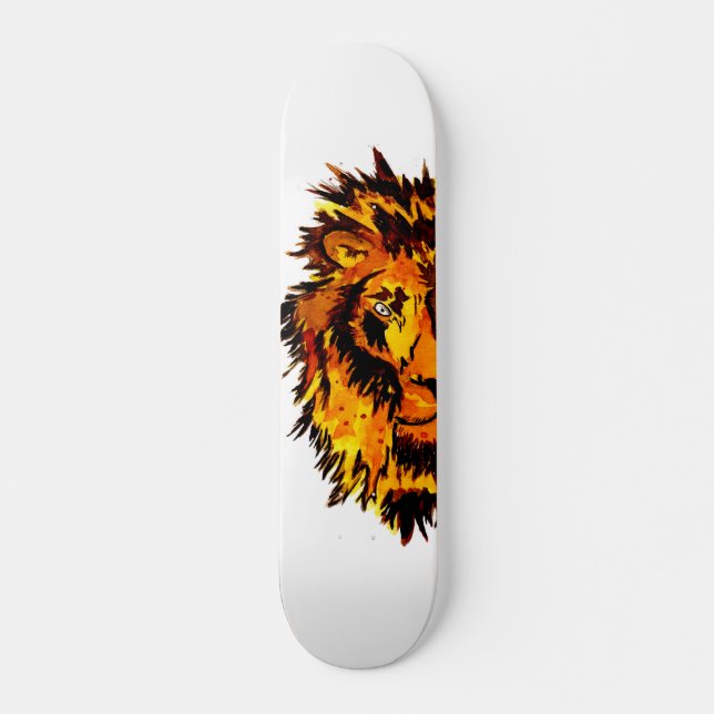 Skateboard Aquarelle demi-face du lion (Devant)