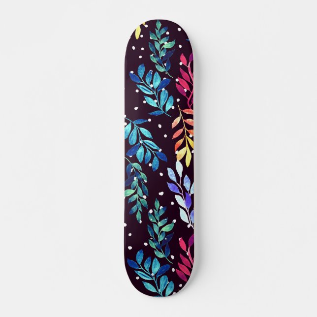 Skateboard Aquarelle Florale (Devant)