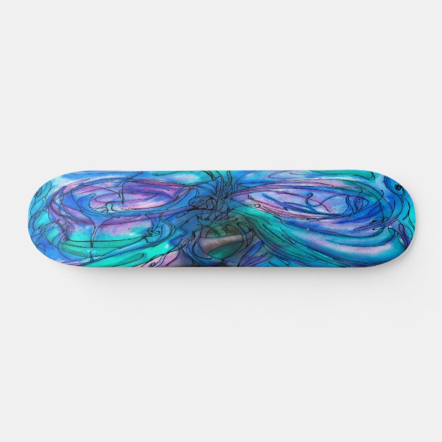 Skateboard Aquarelle Imaginaire bleu (Horz)