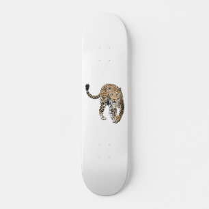 Skateboard aquarelle léopard jungle chat animal peint vert