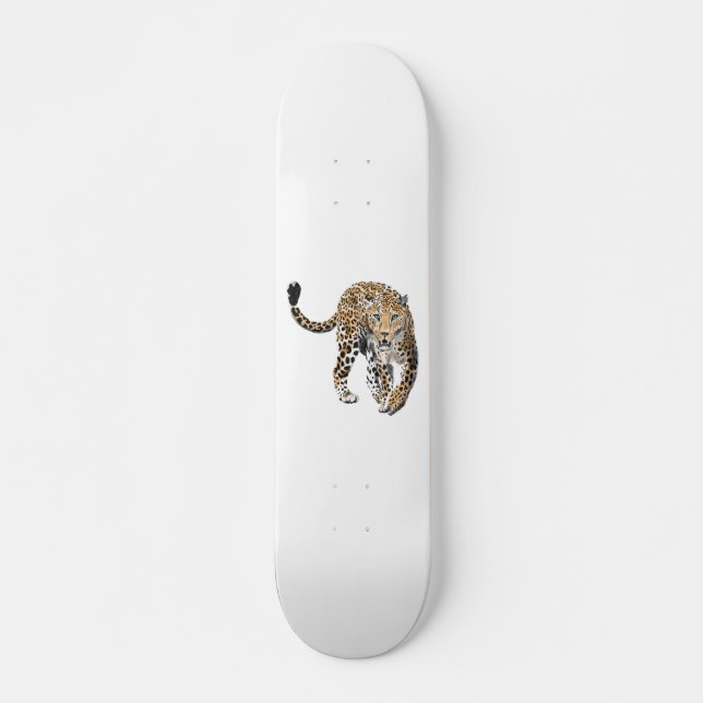 Skateboard aquarelle léopard jungle chat animal peint vert (Devant)