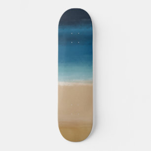 Skateboard Aquarelle moderne Gold Blue Beach