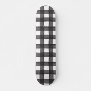 Skateboard Aquarelle noire En vichy Skate