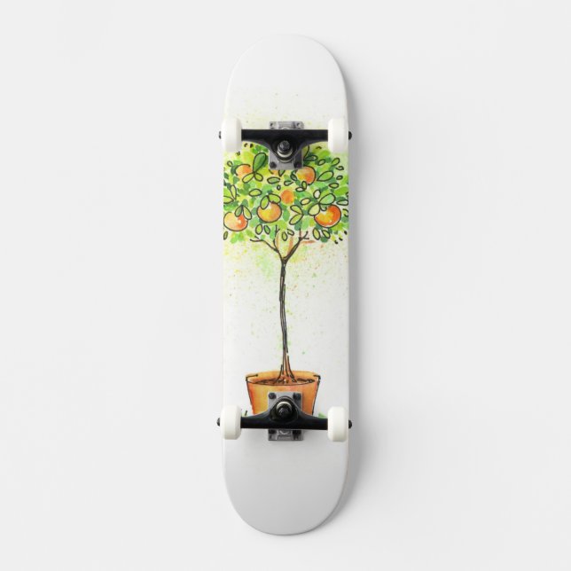 Skateboard Aquarelle peinte en pot (Recto)