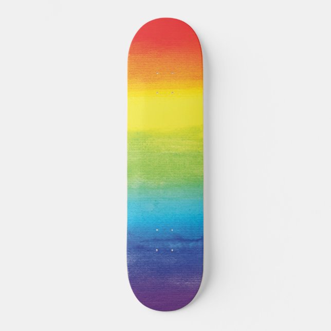 Skateboard Aquarelle Rainbow Pride brillant Vibrant (Recto)