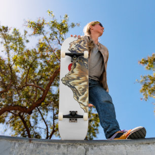 Skateboard Aquarelle Retro Misty Mountain
