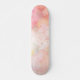 Skateboard Aquarelle rose Arrière - plan floral