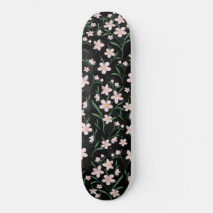 Skateboard Aquarelle rose Floral Botanique Motif noir