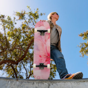Skateboard Aquarelle rose Pétale Élégance