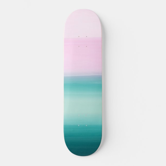 Skateboard Aquarelle rose Turquoise de Seafoam Abstrait #1 (Recto)