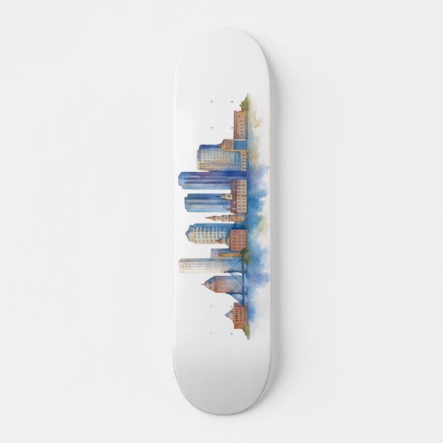 Skateboard Aquarelle Skyline de Boston City | MA Boston moder (Devant)