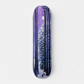 Skateboard Arbres au clair de lune des ombres