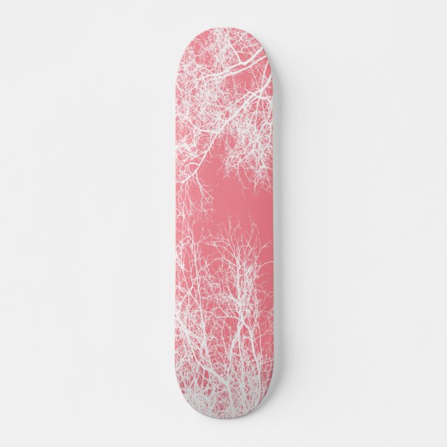Skateboard Arbres roses et blancs (Devant)