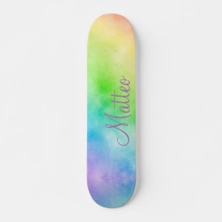 Skateboard Arc en arc-en-ciel aquarelle peinture avec tot per