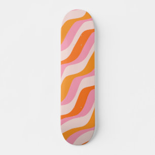 Skateboard Arc en arc-en-ciel rose orange Abstrait soleil rét