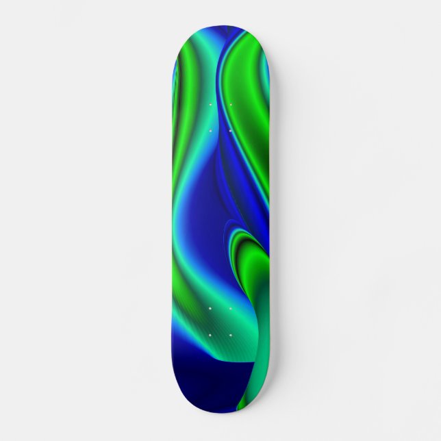 Skateboard Arc-en-ciel Abstrait en vert et bleu (Recto)