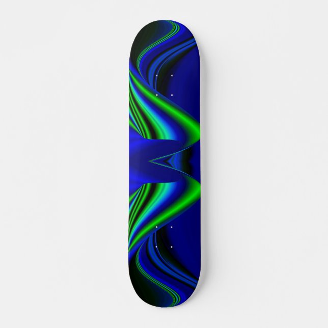 Skateboard Arc-en-ciel Abstrait en vert et bleu (Devant)