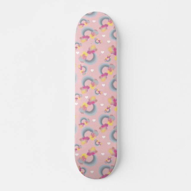 Skateboard Arc-en-ciel inverse - rose (Devant)