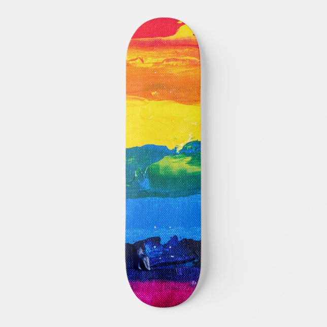 Skateboard Arc-en-ciel Peinture acrylique Gay Colours Fierté  (Recto)