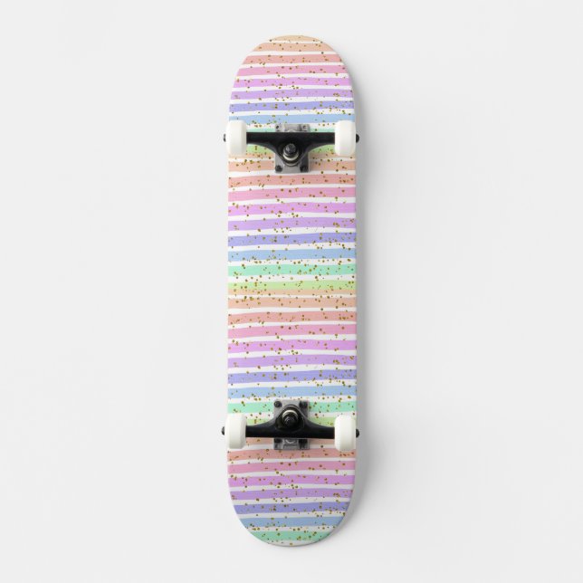 Skateboard Arc-en-ciel rayé (Recto)