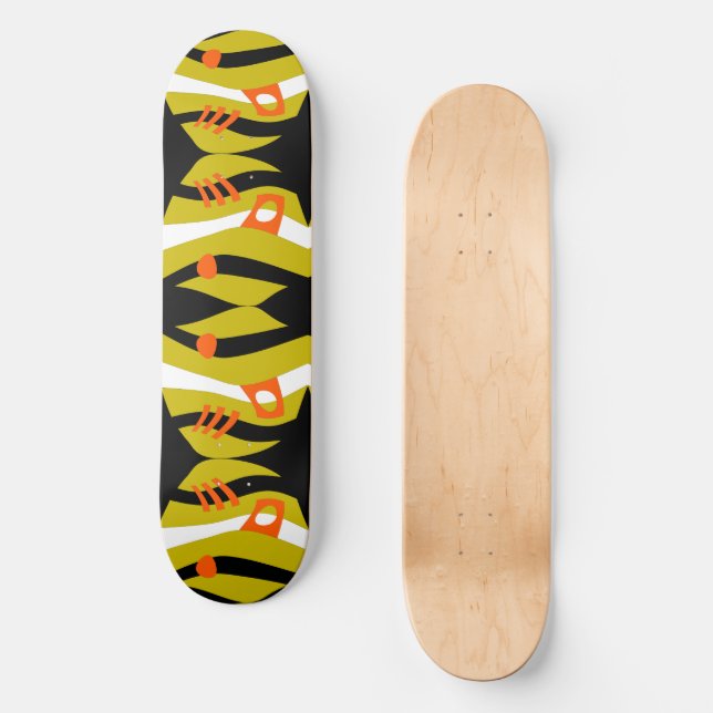 Skateboard Arche Abstraite Noé Olive Orange Blanc (Recto)