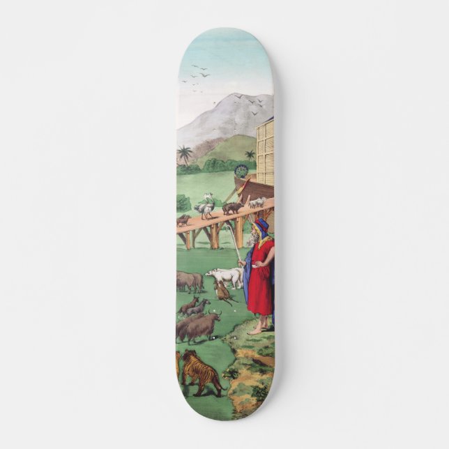 Skateboard Arche de Noé avec animaux (Devant)
