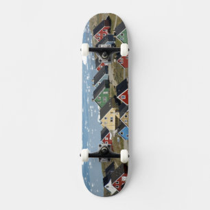 Skateboard Architecture colorée de la ville, Narsaq,