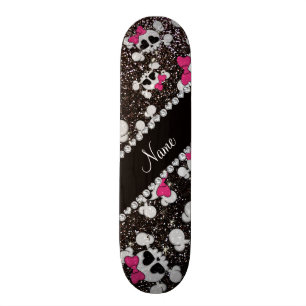 Skateboard Arcs nommés personnalisés de rose de crânes de