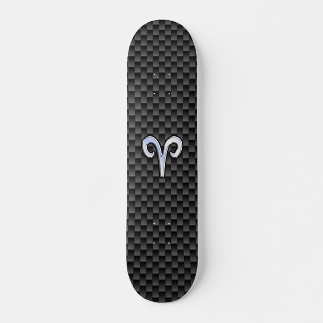 Skateboard Aries Zodiac Symbol Black Carbon Fiber Decor (Devant)