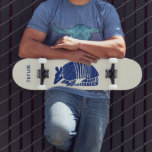 Skateboard Armadillo Graphic Customized Personalized<br><div class="desc">Ride in style with this skateboard that's ready personalized with your name or your own custom message. Features a simple and bold illustration of an armadillo in blue against a cream or ivory colored background.</div>