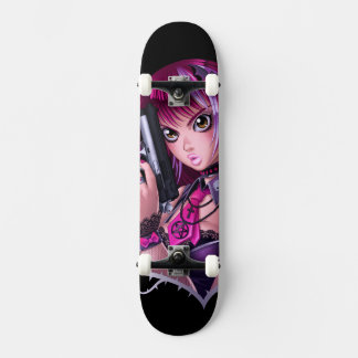 Skateboard Arme à feu et fille Rose