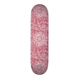 Skateboard Arrière - plan bleu de motif de fleurs de dentell