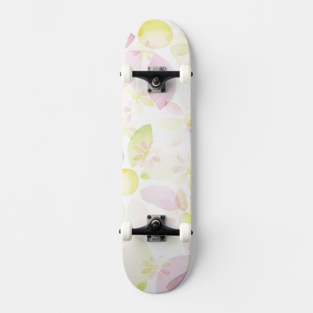 Skateboard Arrière - plan conçu de fleur d'aquarelle, texture (Recto)